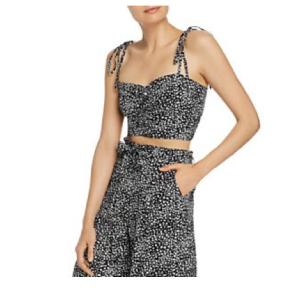 Bloomingdales Aqua Ruched Animal-Print Cropped Top